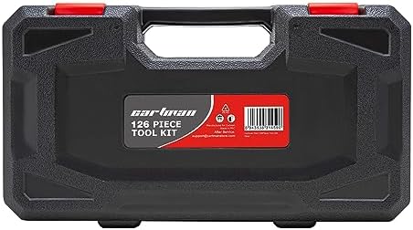CARTMAN Complete Household Tool Set, Red Hand Kit With Storage Case | Versatile tool assortment for home repairs, DIY projects, furniture setup, crafting, and daily household fixes in toolbox.