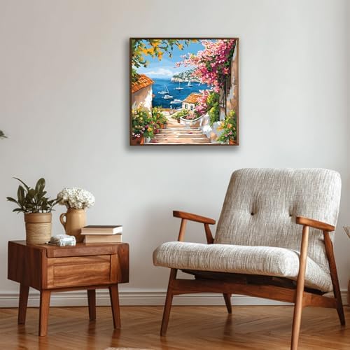 Reivworl Framed Landscape Paint by Numbers Kit for Adults Beginner 10×10 inch