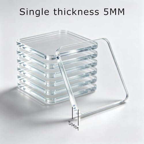 25 Pack Clear Acrylic Fridge Magnet Blanks 1.97x1.97in 5mm(0.2in) Thick Magnet Sheets DIY Craft Kit(Square)