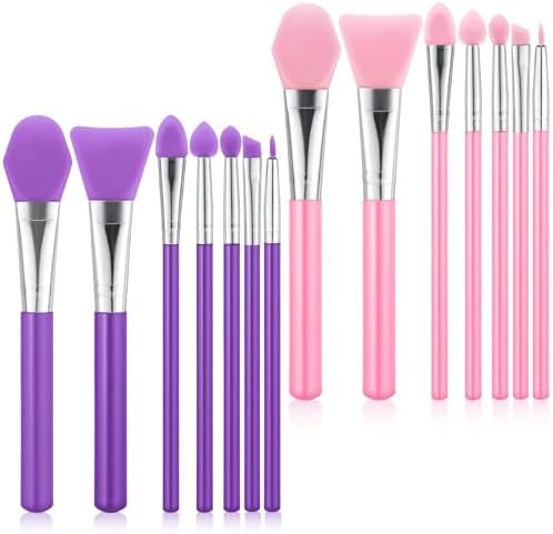 14PCS Silicone Makeup Brush Resin Brush Applicator Silicone Brushes for Crafts Face Mask Applicator for Cream Makeup Products and Epoxy Art Crafting, Paint Brushes for Epoxy