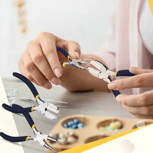 Mudder 2 Pcs Jewelry Making Tool 6 in 1 Bail Making Plier,Blue and Yellow