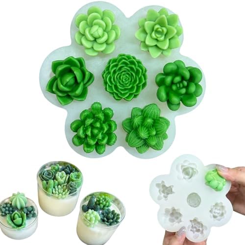 7 Cavity Succulent Candle Molds for Wax Soap Resin Fondant Baking Decor