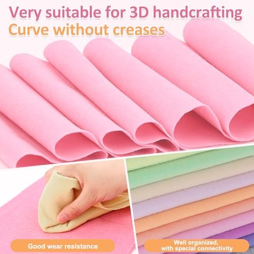 XSEINO 12 Rolls 8"x35" 1.4mm Thick Soft Felt Fabric Sheet 12 Assorted Pastel Garden Series Colors Felt Pack for DIY Craft Sewing Squares Nonwoven Patchwork