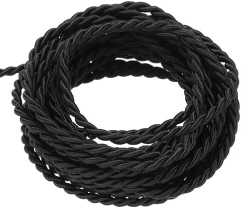 MECCANIXITY Twisted Cord Trim, 11 Yard 2mm 3-Ply Twine Braided Rope Shiny Thread String for Craft Gift Bag Curtain Christmas Decor, Black - 10m