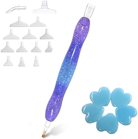 Praise V Do Diamond Painting Art Drill Bead Pen Accessories Tool Kit, 5D Diamond Painting Drill Pen Stylus Tips Placers Heads and Glue Clays Shine Purple