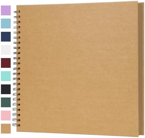 Scrapbook Album 12x12 Inches 100 Pages Hardcover Kraft Paper Brown
