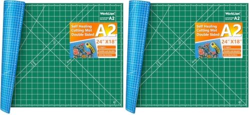 WORKLION 18'' x 24'' Large Self Healing PVC Cutting Mat, Double Sided, Gridded Rotary Cutting Board for Craft, Fabric, Quilting, Sewing, Scrapbooking - Art Project… (Pack of 2)