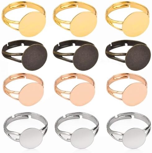 LANBEIDE 40-Pc Adjustable Ring Blanks in 4 Colors for Jewelry Making