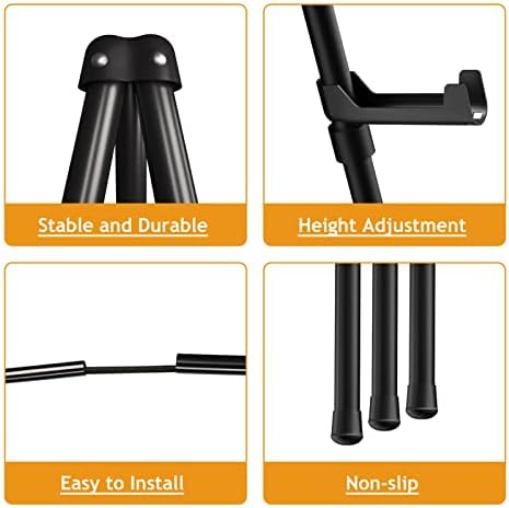 Thicken Display Easel Stand for Wedding - 63" Instant Tripod Collapsible Portable Sturdy Floor Easel - Easy Folding Adjustable Poster Metal Stand for Signs, Display Show, Artist, Art, Painting - Black