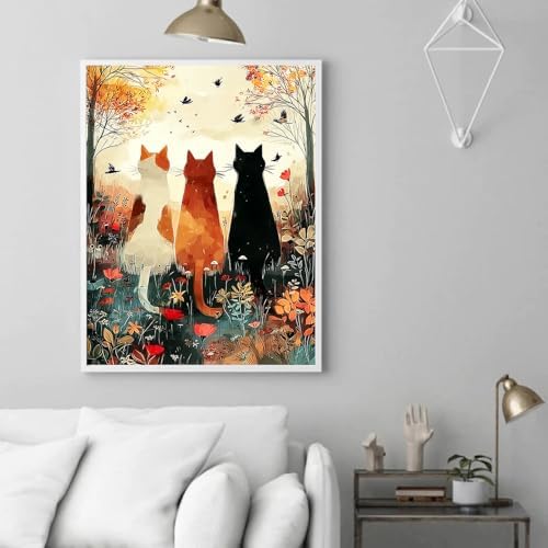Jiqinsiye Cats Paint by Numbers Kit for Adults,DIY Painting Kits on Canvas,Fowl Color by Numbers,Large Adult Paint by Number for Gifts,Home Wall Decor