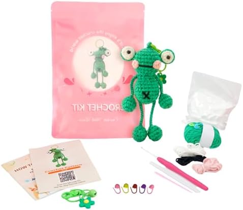 minimal beee Frog Crochet Kit for Beginners, Easy Yarn Video Tutorial