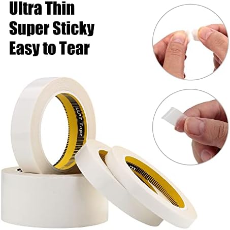 LLPT Double Sided Tape 1/2" x 50 Ft, White, 3 Pack