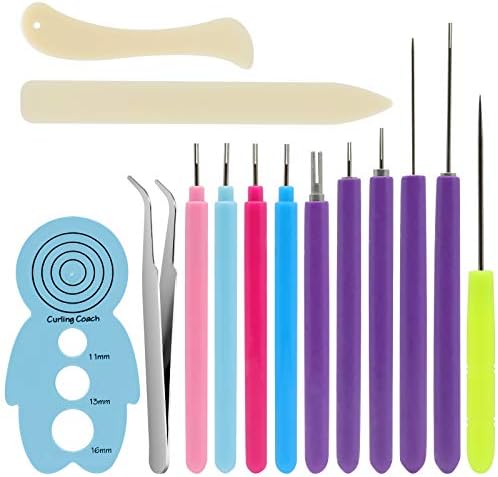 KITANIS 14 Pieces Paper Quilling Tools Slotted Kit, Assorted Sizes Rolling Curling Quilling Needle Pen for Art Craft DIY Paper Card Making Project Tools