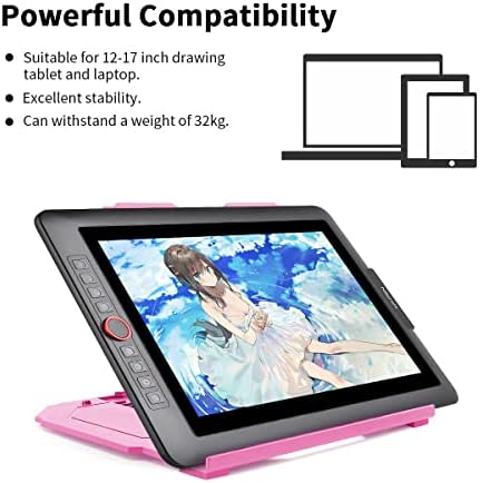 Drawing Tablet Stand, Laptop Foldable Stand for Tablet Display, 9 Levels Adjustable Angles with a Built-in Phone Holder, for 12-17 inch Drawing Tablet, Smartphones