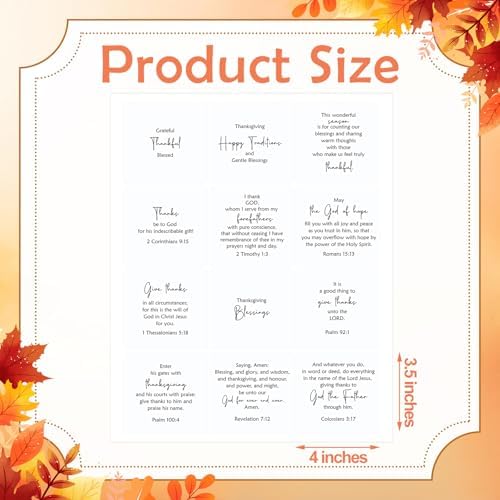 Watersay 240 Pcs Thanksgiving Religious Peelable Stickers for Card Making Selection Peelable Sentiments Stickers for Adults Thanksgiving DIY Card Making Decoration, 4 x 3.5 Inches