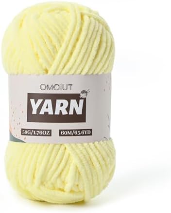 Plush Chenille Chunky Crochet Yarn - Baby Yarn for Crocheting Soft - Velvet Yarns Knitting for Blankets Crafts - Fluffy Amigurumi Yarns 50g / 65.6yd (Lemon Yellow)