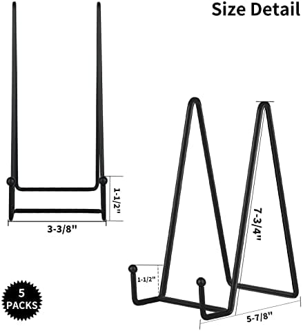 IBosins 5-Pack 8-Inch Plate Holder Display Stands Black Metal Frame Stand