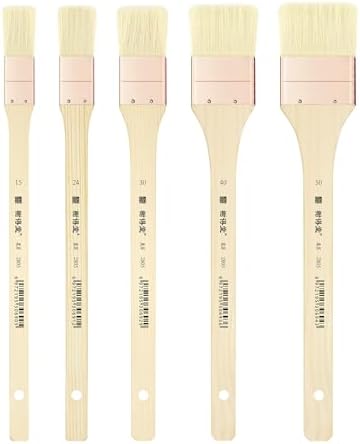 XDT#2805 Hake Brush 5Pc Set-Flat Watercolor Brush with Goat Hair– Ideal for Painting and Broad Strokes