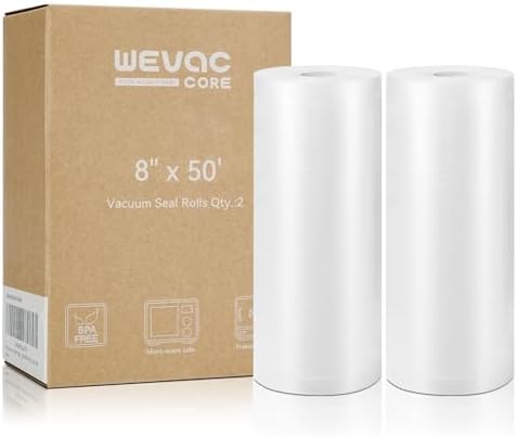 Wevac Vacuum Sealer Bags for Food 8x50 2 Rolls, Fit Food Saver Machines