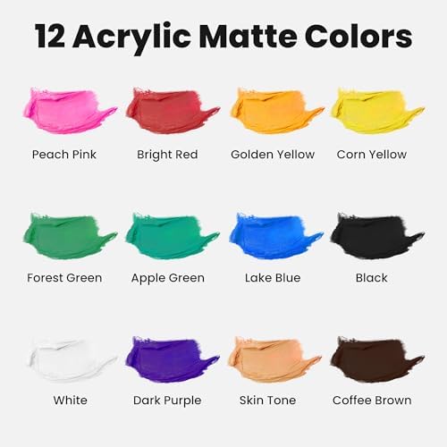 Acrylic Paint Set 12 Colors, 30ml Craft Paint with Precision Applicator Tip