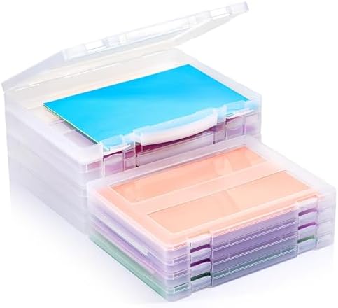 8-Pack A4 Plastic Paper Organizer Box, Scrapbook Storage for 8.5” x 11” Letter Papers, Portable Document Holder, Board Games Art Supplies Sticker Organizers (2 Inner Size)