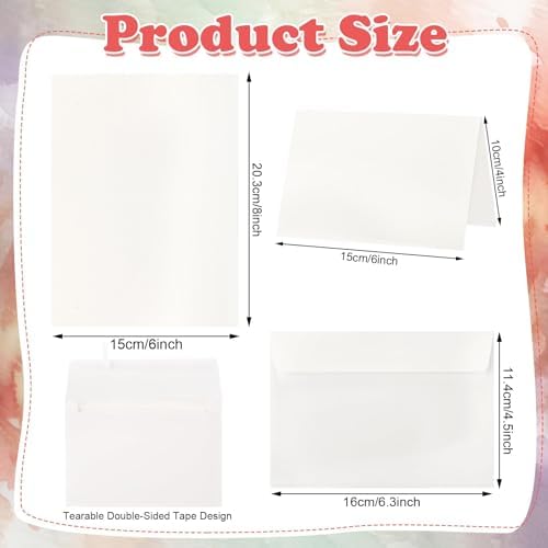 70 Sets Blank Watercolor Cards with Envelopes, 140lb/300GSM Cotton Watercolor Paper Cards, 4 x 6 in Foldable Watercolor Postcards with Envelopes for Greeting Cards Birthday Wedding Invitations
