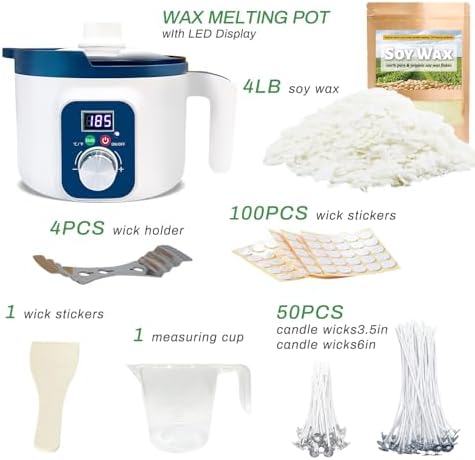 Handnatur 4lb Soy Wax Melt Kit with Digital Wax Melting Pot,
