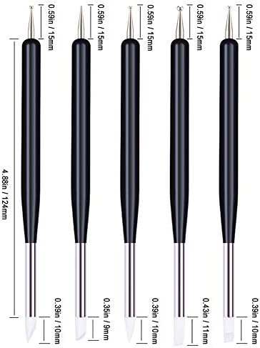 5pcs Nail Art Dotting Tools Pen Dual Head UV Gel Carving Pen Nail Silicone Brushes Set Pottery Clay Sculpting Modeling Painting Drawing Tool DIY Art Craft (Black)