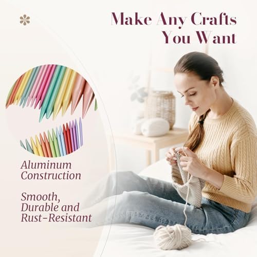 Yarniss 18 Pairs Circular Knitting Needles with Swivel Cable,US Sizes 0-15