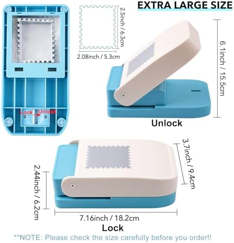 Large Stamp Punch, 2.5x2.1inch Extra Large Postage Stamps Punch, Stamps Maker, Stamp Cutter Hole Punch, Rectangle Stamp-Shaped Paper Punch for Crafting DIY Scrapbooking Journaling Paper Crafts