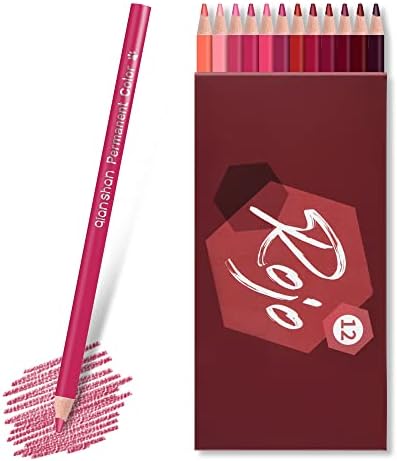 12 Red Colored Pencils Oil Based, Pre-sharpened Wooden Color Pencils Set