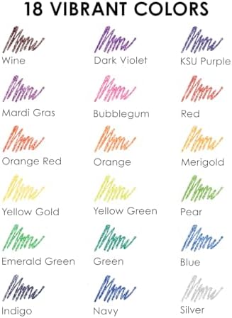 Grabie 18 Color Capped Glitter Gel Pens, Metallic Sparkling | Rich Glitter Effects, Consistent Ink Flow, Comfortable Grip, Precision Writing, Creative Lettering, Coloring