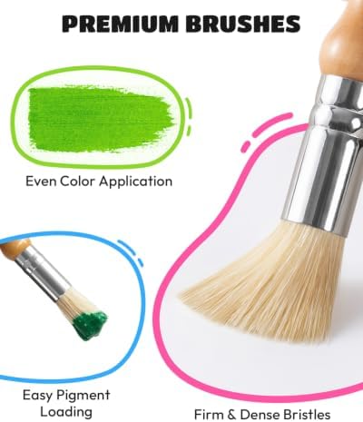 JUPITEARTH Natural Wood Handle Paint Brushes for Kids, 6-Pack