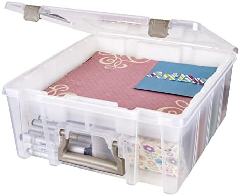 ArtBin 6899AZ Super Satchel Double Deep with Lift-Out Tray Storage Container, Portable Arts & Crafts Organizer with Removable Dividers, Clear