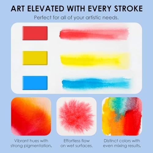 Grabie Portable Watercolor Paint Set of 56 Color with Water Brush & Palette