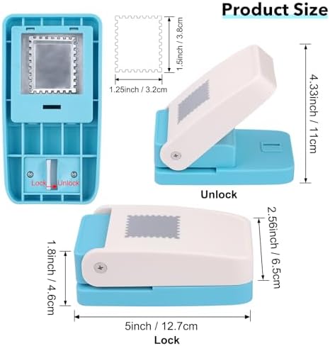 Stamp Punch, 1.5X1.25 inch Large Rectangular Postage Stamp Punch, Lever Paper Punches for Crafting, Stamps Shapes Paper Puncher, Rectangular Craft Hole Puncher for Crafting DIY Scrapbooking