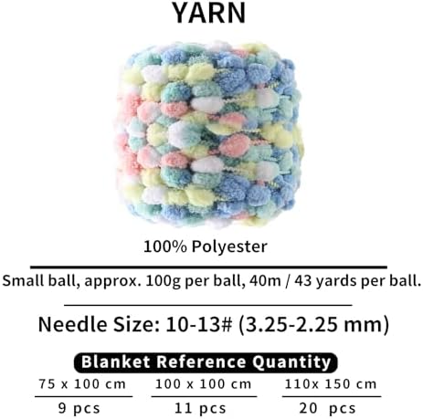 Hand-Woven Ball Yarn, 4 Pack, 380g Total, for Blankets, Cushions, and Pet Nests, Fluffy Chunky Craft Yarn (Gorgeous)