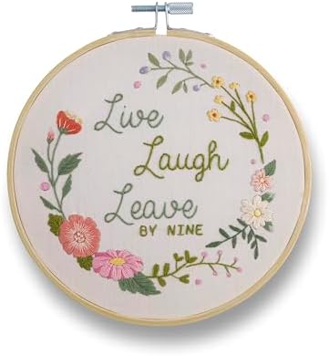 FUNATIC Live Laugh Leave By Nine Funny Embroidery Kit for Adults