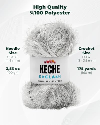 Eyelash Fun Fur Yarn - Premium Soft Crochet Yarn DIY Hand Knitting 100% Polyester 175 Yds 3.53 Oz (Pack of 2) - Black White