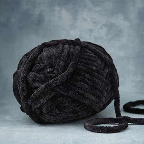 Loops & Threads Sweet Snuggles Yarn - Yarn for Knitting, Crochet, Weaving, and Arts & Crafts - Black, Polyester, 8.8 oz