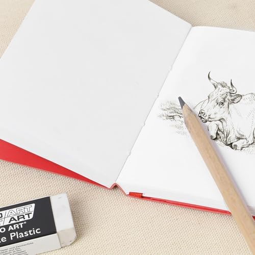 Pro Art Premier Sketch Book Travel 4"x 3" White 74lb Red 80 Sheets, Sketch Book, Sketchbook, Drawing Pad, Pad, Drawing Paper, Art Book, Paper, Sketchbook for