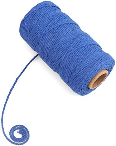 jijAcraft Blue Cotton String, 328Ft Butcher String, 2MM Craft Twine, Soft Cooking Twine, Cooking Natural Cord for Graduation Gift Wrap, DIY Crafts, Home Decor