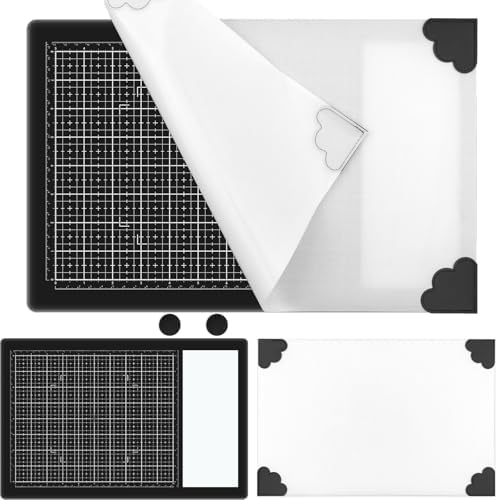 Glass Media Mat, Scratch and Heat Resistant Magnetic Glass Media Cutting Mat W/Magnets Heat Resistant Non-Stick Media Surface Craft Mat for Card Making Stamping 15.75x10.24in