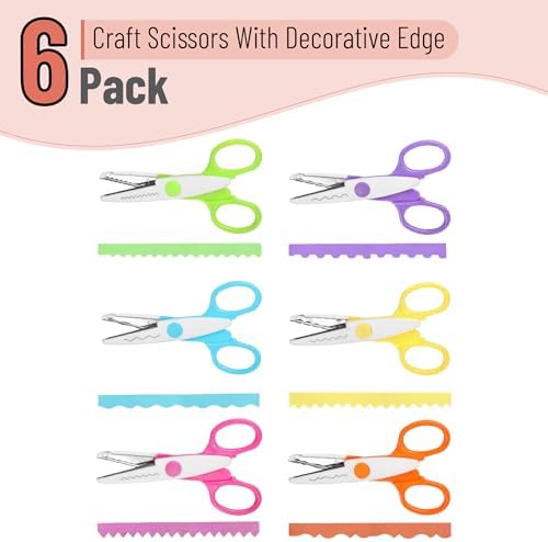 Mr. Pen- Craft Scissors Decorative Edge, 6 Pack, White & Vibrant | Zig Zag Scissors for Crafting, Scrapbooking, Fancy, Pattern, Design