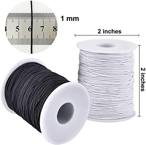 LUSTEMBER Elastic String for Bracelets, 2 Rolls 1 mm Sturdy Stretchy Elastic Cord for Jewelry Making, Necklaces, Beading (Pack of 2)