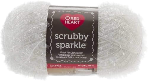 RED Heart CNCE851.8001Red Heart Scrubby Sparkle Yarn, Marshmallow