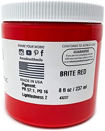 milo Heavy Body Acrylic Paint Set, 8 Primary Colors, 8 oz Jars, Semi-Gloss