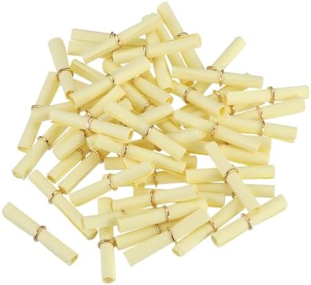 MECCANIXITY Mini Vintage Message Paper Scrolls, 100Pcs Valentine Message Paper, Lucky Wish Paper Roll for Party Birthday, Light Yellow