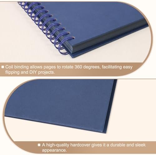 Scrapbook Album 12x12 Inches 100 Pages Hardcover Kraft Paper Blue