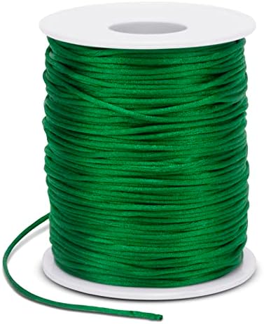 1.5mm Nylon Cord 328 Feet Satin Cord Nylon String for Bracelets, Bracelet Thread Bead String for Jewelry Making, Necklace, Chinese Knotting, Beading, DIY Crafts (Grass Green)